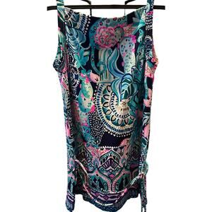 LILLY PULITZER Adley Top Tunic with Belt Size XXS Look SharpTeal Blue/Pink $118